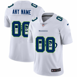 Seattle Seahawks Custom White Mens Nike Team Logo Dual Overlap Limited NFL Jersey