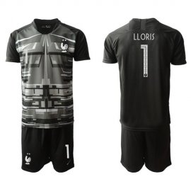 France #1 LLORIS Black Goalkeeper Soccer Country Jersey