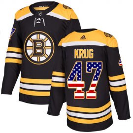 Adidas Boston Bruins #47 Torey Krug Black Home Authentic USA Flag Stitched NHL Jersey