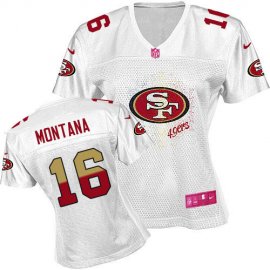 Nike San Francisco 49ers #16 Joe Montana White Womens Fem Fan NFL Game Jersey