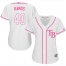 Tampa Bay Rays #40 Wilson Ramos White/Pink Fashion Womens Stitched MLB Jersey