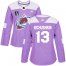 Adidas Colorado Avalanche #13 Valeri Nichushkin Purple Womens 2022 Stanley Cup Final Patch Authentic Fights Cancer Stitched NHL Jersey Womens