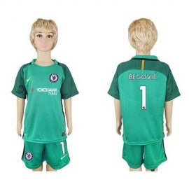 Chelsea #1 Begovic Green Kid Soccer Club Jersey