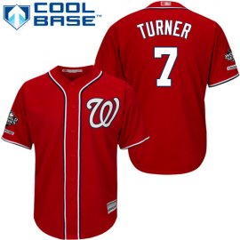 Washington Nationals #7 Trea Turner Red Cool Base 2019 World Series Champions Stitched Youth MLB Jersey