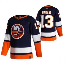 New York Islanders #13 Mathew Barzal Navy Blue Mens Adidas 2020-21 Reverse Retro Alternate NHL Jersey