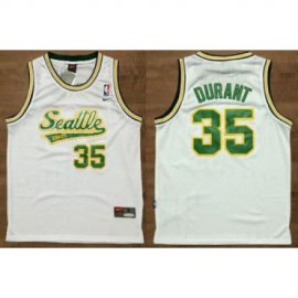 Oklahoma City Thunder #35 Kevin Durant White Throwback Stitched NBA Jersey