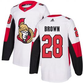 Adidas Ottawa Senators #28 Connor Brown White Road Authentic Stitched NHL Jersey