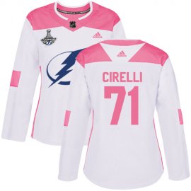 Adidas Tampa Bay Lightning #71 Anthony Cirelli White/Pink Authentic Fashion Womens 2020 Stanley Cup Champions Stitched NHL Jersey