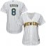 Milwaukee Brewers #8 Ryan Braun White With Blue Strip Lady Fashion Stitched MLB Jersey