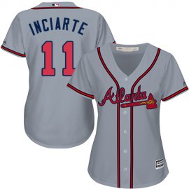 Atlanta Braves #11 Ender Inciarte Grey Road Womens Stitched MLB Jersey