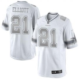 Nike Dallas Cowboys #21 Ezekiel Elliott White Mens Stitched NFL Limited Platinum Jersey