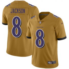 Nike Baltimore Ravens #8 Lamar Jackson Gold Mens Stitched NFL Limited Inverted Legend Jersey