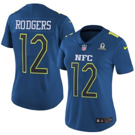 Nike Green Bay Packers #12 Aaron Rodgers Navy Womens Stitched NFL Limited NFC 2017 Pro Bowl Jersey