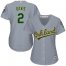 Oakland Athletics #2 Khris Davis Grey Road Womens Stitched MLB Jersey