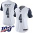 Nike Dallas Cowboys #4 Dak Prescott White Womens Stitched NFL Limited Rush 100th Season Jersey