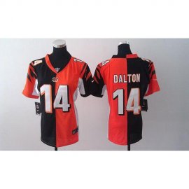 Nike Cincinnati Bengals #14 Andy Dalton Orange/Black Womens Stitched NFL Elite Split Jersey