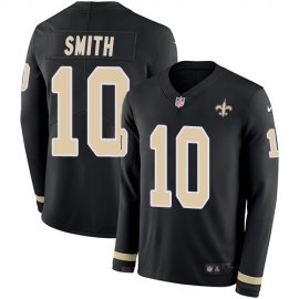 Nike New Orleans Saints #10 TreQuan Smith Black Team Color Mens Stitched NFL Limited Therma Long Sleeve Jersey
