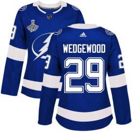 Adidas Tampa Bay Lightning #29 Scott Wedgewood Blue Home Authentic Womens 2020 Stanley Cup Champions Stitched NHL Jersey