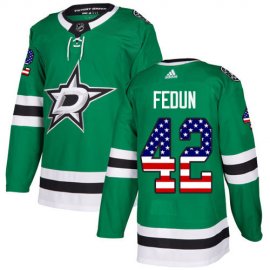 Adidas Dallas Stars #42 Taylor Fedun Green Home Authentic USA Flag Stitched NHL Jersey