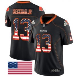 Nike Cleveland Browns #13 Odell Beckham Jr Black Mens Stitched NFL Limited Rush USA Flag Jersey