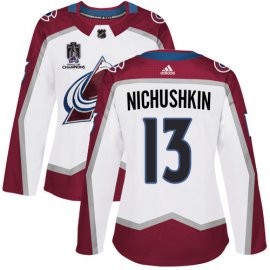 Adidas Colorado Avalanche #13 Valeri Nichushkin White Womens 2022 Stanley Cup Champions Road Authentic Stitched NHL Jersey Womens