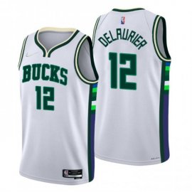 Milwaukee Milwaukee Bucks #12 Javin Delaurier Mens Nike White 2021/22 Swingman NBA Jersey – City Edition Mens