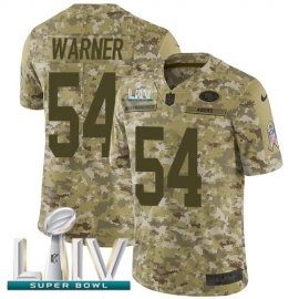 Nike San Francisco 49ers #54 Fred Warner Camo Super Bowl LIV 2020 Youth Stitched NFL Limited 2018 Salute To Service Jersey