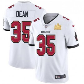 Tampa Bay Buccaneers #35 Jamel Dean Mens Super Bowl LV Champions Patch Nike White Vapor Limited Jersey