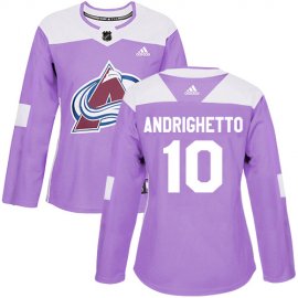 Adidas Colorado Avalanche #10 Sven Andrighetto Purple Authentic Fights Cancer Womens Stitched NHL Jersey