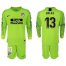 Atletico Madrid #13 Oblak Shiny Green Goalkeeper Long Sleeves Soccer Club Jersey