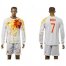 Spain #7 Morata White Away Long Sleeves Soccer Country Jersey