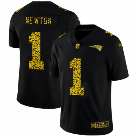 New England New England Patriots #1 Cam Newton Mens Nike Leopard Print Fashion Vapor Limited NFL Jersey Black