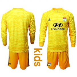 Lyon Blank Yellow Goalkeeper Long Sleeves Kid Soccer Club Jersey