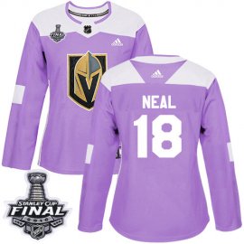 Adidas Vegas Golden Knights #18 James Neal Purple Authentic Fights Cancer 2018 Stanley Cup Final Womens Stitched NHL Jersey