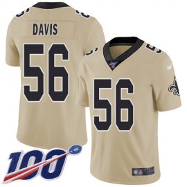 Nike New Orleans Saints #56 DeMario Davis Gold Mens Stitched NFL Limited Inverted Legend 100th Season Jersey