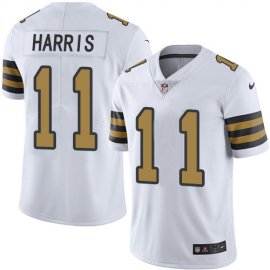 Nike New Orleans Saints #11 Deonte Harris White Mens Stitched NFL Limited Rush Jersey