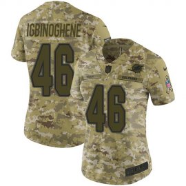 Nike Miami Dolphins #46 Noah Igbinoghene Camo Womens Stitched NFL Limited 2018 Salute To Service Jersey
