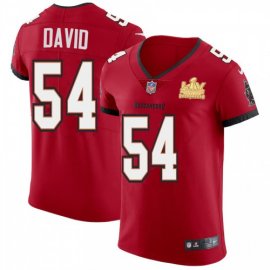 Tampa Bay Buccaneers #54 Lavonte David Mens Super Bowl LV Champions Patch Nike Red Vapor Elite Jersey