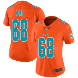 Nike Miami Dolphins #68 Robert Hunt Orange Womens Stitched NFL Limited Inverted Legend Jersey