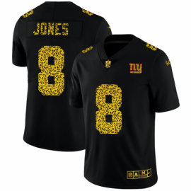 New York New York Giants #8 Daniel Jones Mens Nike Leopard Print Fashion Vapor Limited NFL Jersey Black
