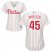 Philadelphia Phillies #45 Zack Wheeler White(Red Strip) Home Womens Stitched MLB Jersey
