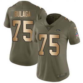 Nike Los Angeles Chargers #75 Bryan Bulaga Olive/Gold Womens Stitched NFL Limited 2017 Salute To Service Jersey