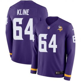 Nike Minnesota Vikings #64 Josh Kline Purple Team Color Mens Stitched NFL Limited Therma Long Sleeve Jersey