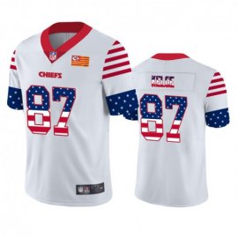 Kansas City Chiefs #87 Travis Kelce White Mens Nike Team Logo USA Flag Vapor Untouchable Limited NFL Jersey