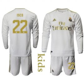 Real Madrid #22 Isco Home Long Sleeves Kid Soccer Club Jersey