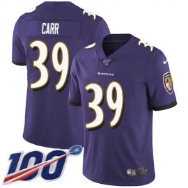 Nike Baltimore Ravens #39 Brandon Carr Purple Team Color Mens Stitched NFL 100th Season Vapor Untouchable Limited Jersey