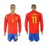 Spain #11 Vitolo Red Home Long Sleeves Soccer Country Jersey