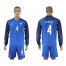 France #4 Varane Home Long Sleeves Soccer Country Jersey