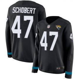 Nike Jacksonville Jaguars #47 Joe Schobert Black Team Color Womens Stitched NFL Limited Therma Long Sleeve Jersey