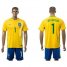Brazil #1 Jefferson Home Soccer Country Jersey
